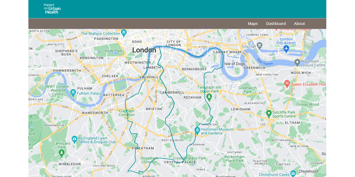 A screenshot of the map page on Guys and St Thomas' Local Insight public site