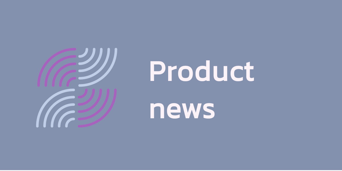 Decorative image with the text "product news"