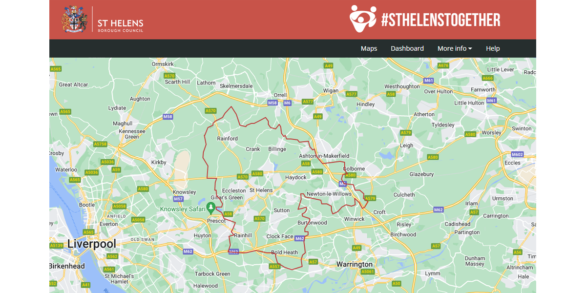 Screenshot of the map page on St Helen's Council's Local Insight public site